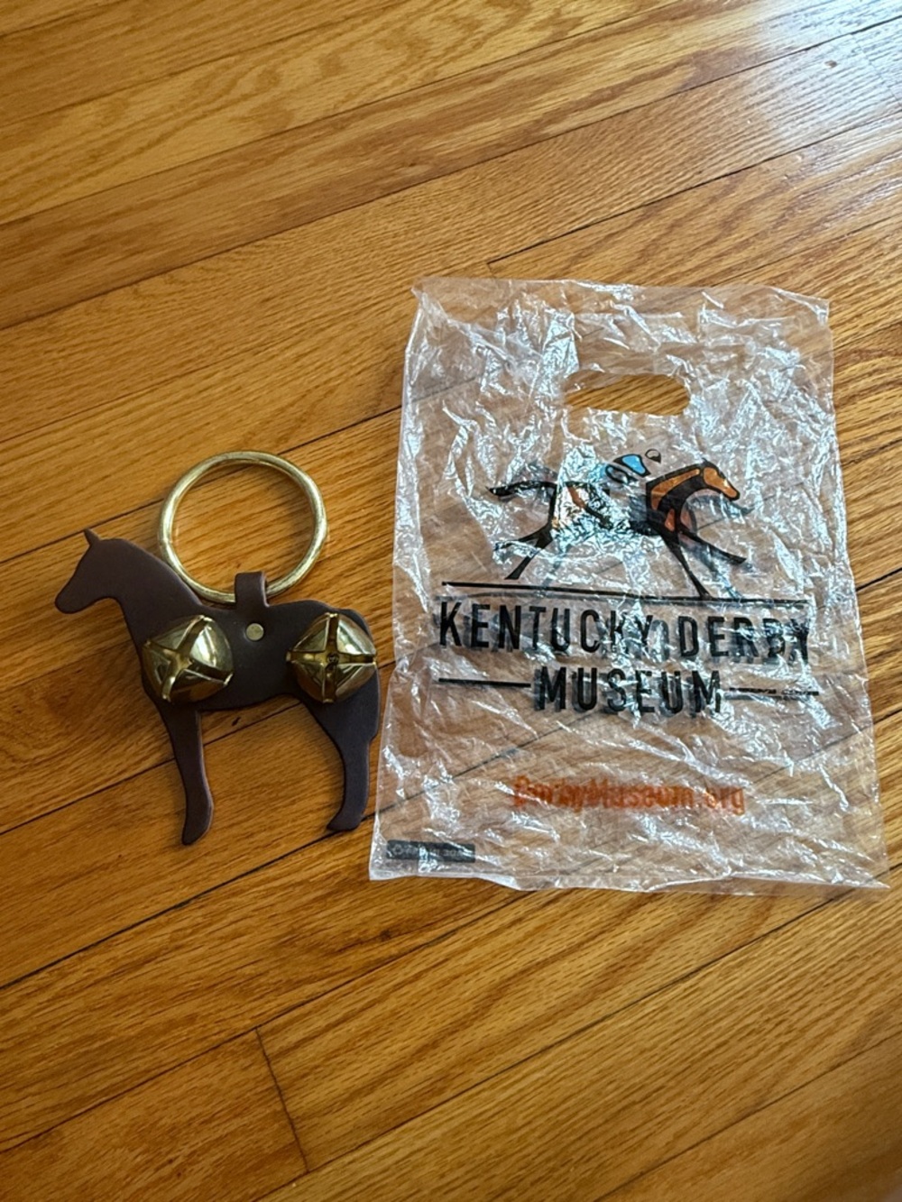 Kentucky Derby Museum Horse Door Hanger with Jingle Bells - Brown & Gold